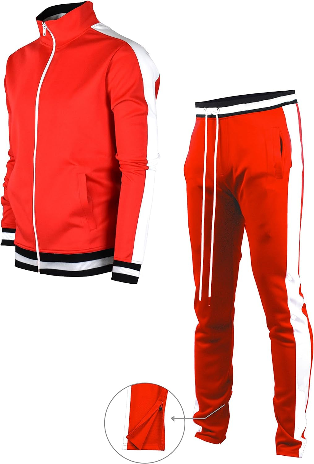 -Track Jacket Men's Urban Hip Hop Premium Track Jacket - Slim Fit Side Taping Sportswear Urbanwear Streetwear Top