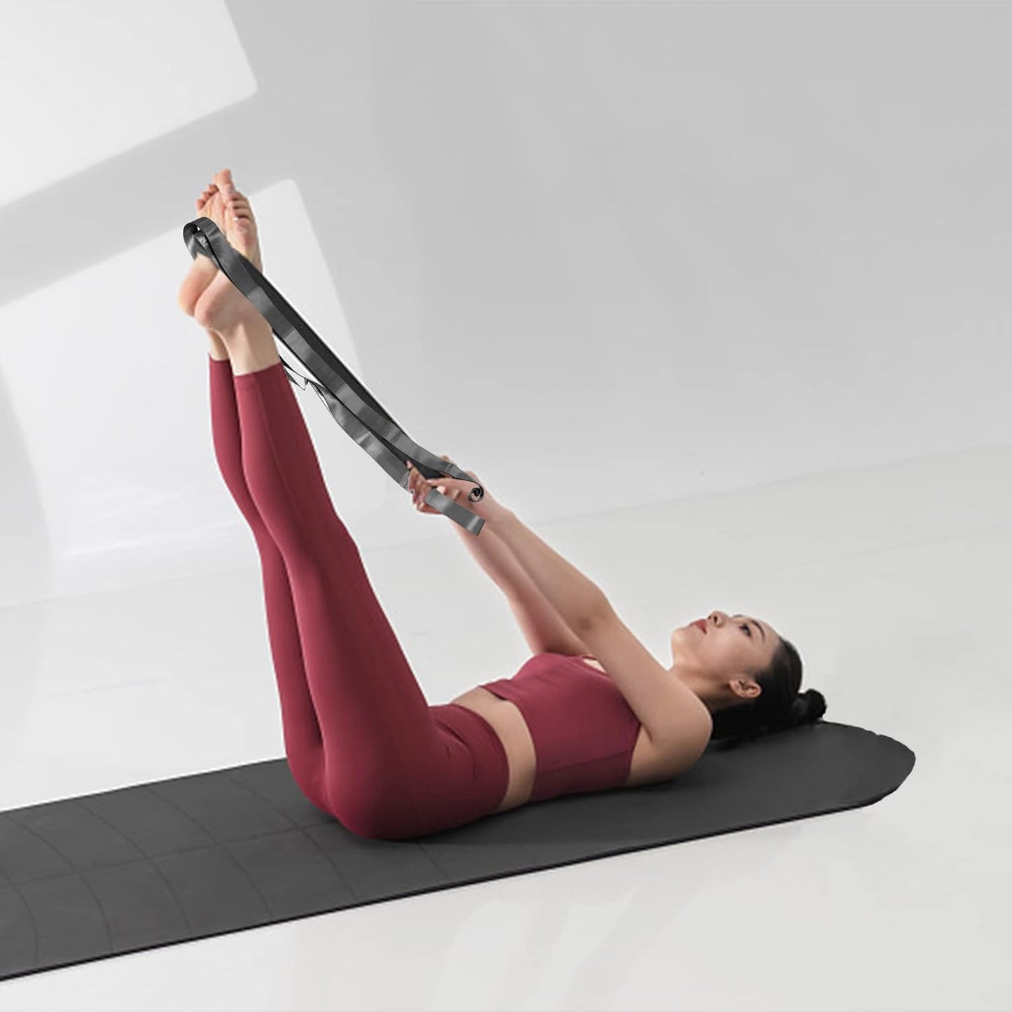 Yoga Straps Stretching Strap with 12 Loops Workout Poster, Straps for Stretching Physical Therapy Equipment Long Stretch Out Bands for Exercise, Pilates and Gymnastics for Women/Men