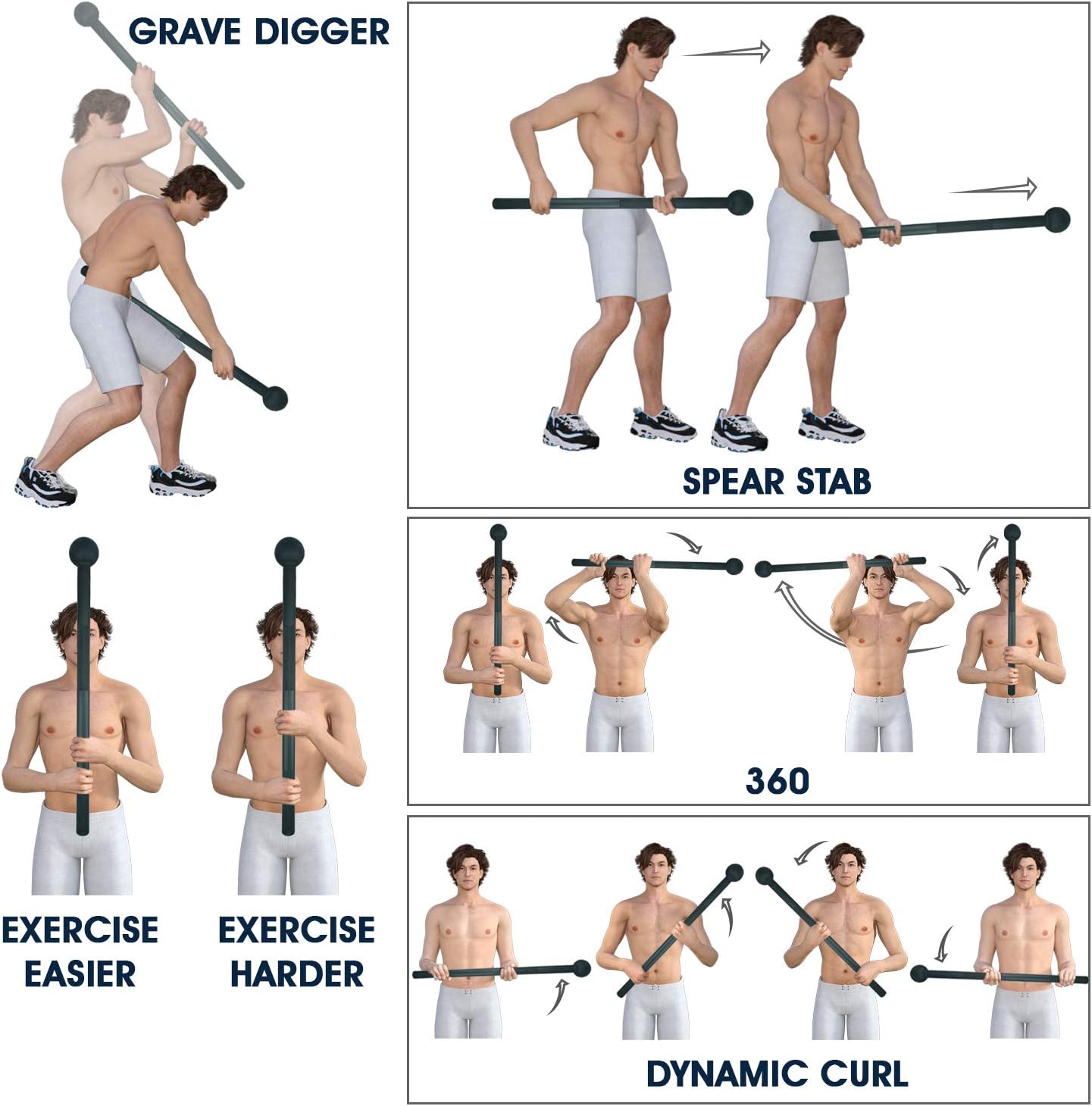 Steel Mace Bell for Strength Training - Support Full Body, Muscles, Shoulder, Grips & Forearms Workouts to Rehabilitation, Stretching 5, 7, 10, 15, 20, 25, 30Lb for Women & Men