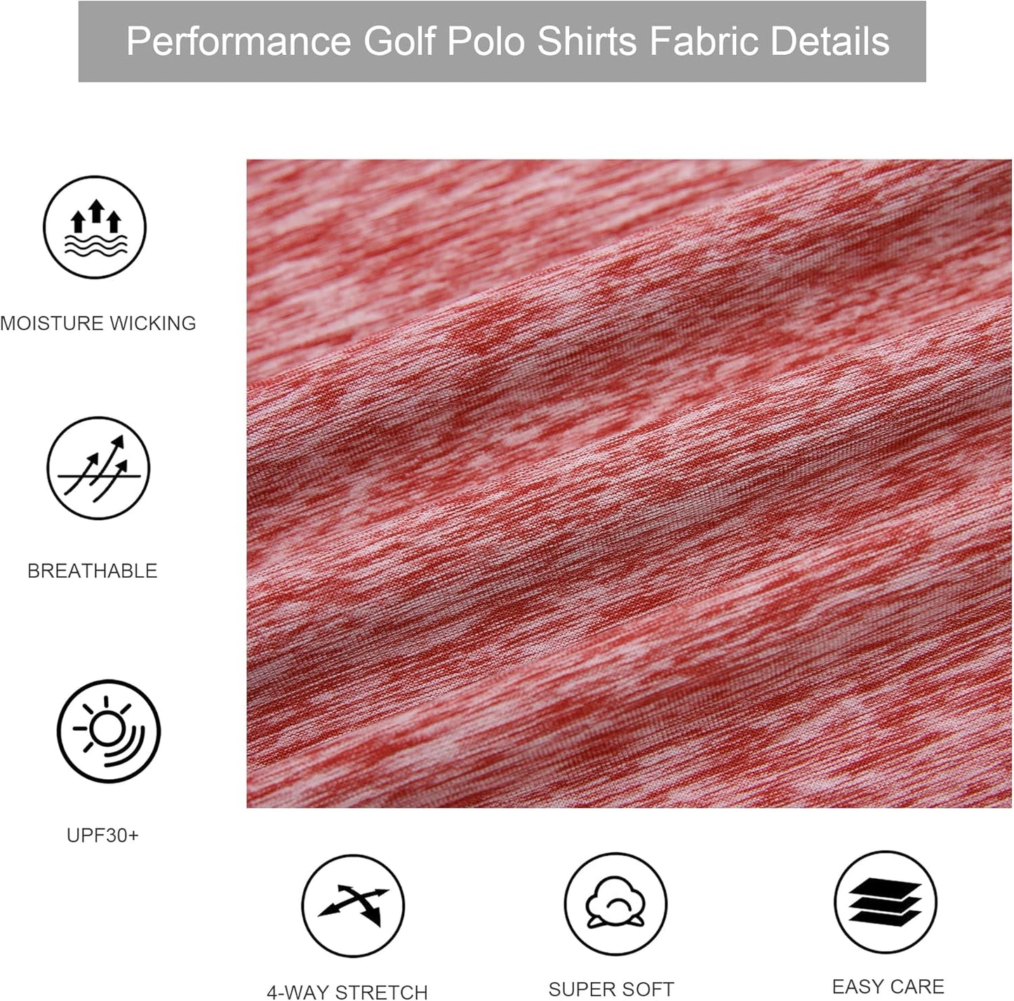 Men's Golf Shirt Moisture Wicking Quick-Dry Short Sleeve Casual Polo Shirt for Men