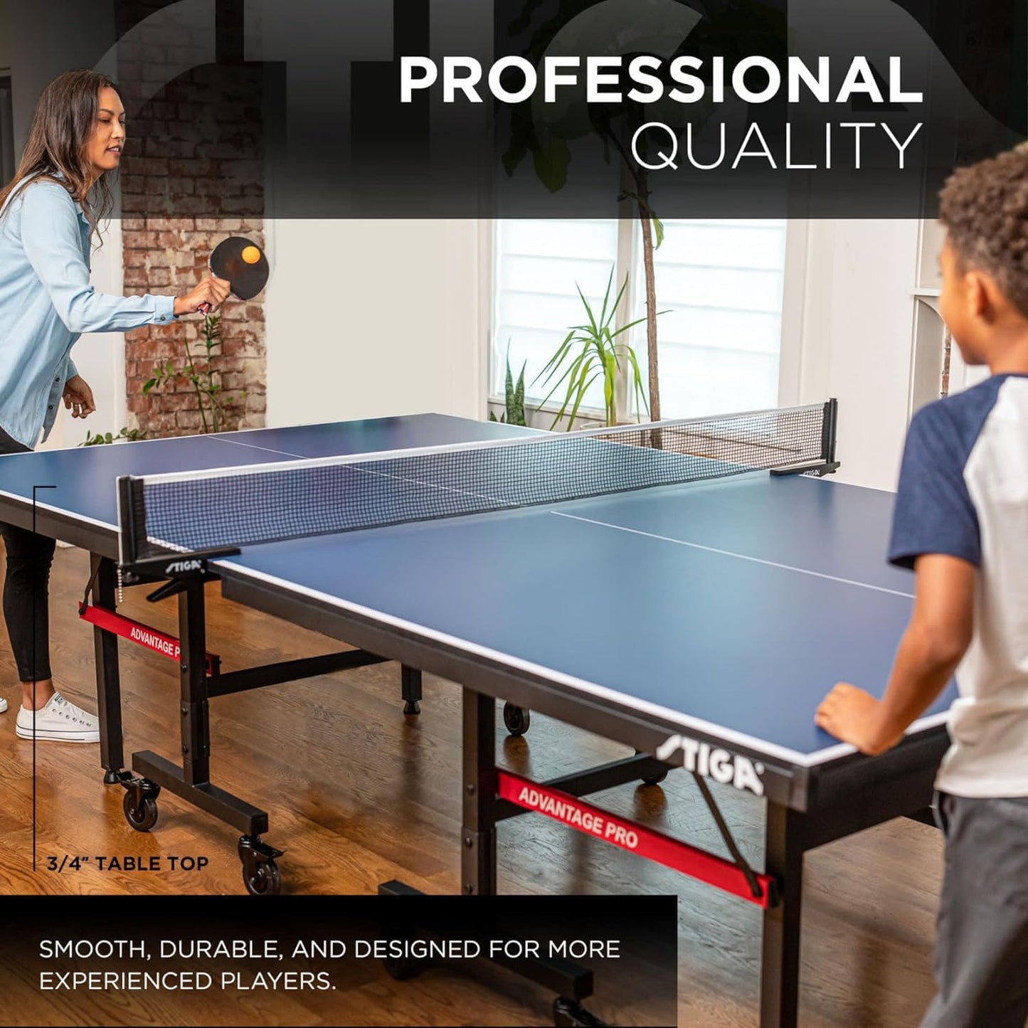 Advantage Series Ping Pong Table - 13, 15, 19, and 25mm Tabletops - Quickplay 10 Minute Assembly - Playback Mode - Recreational to Tournament Level
