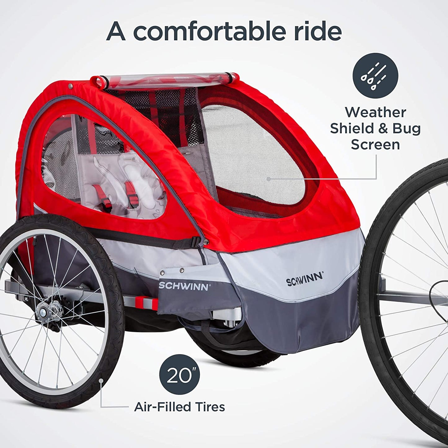 Trailblazer Plus, Trailblazer, Joyrider or Echo Kids Bike Trailer, Single or Double Seat, Universal Coupler, Folding Frame, Quick-Release Wheels, Canopy, Bike Trailer for Kids