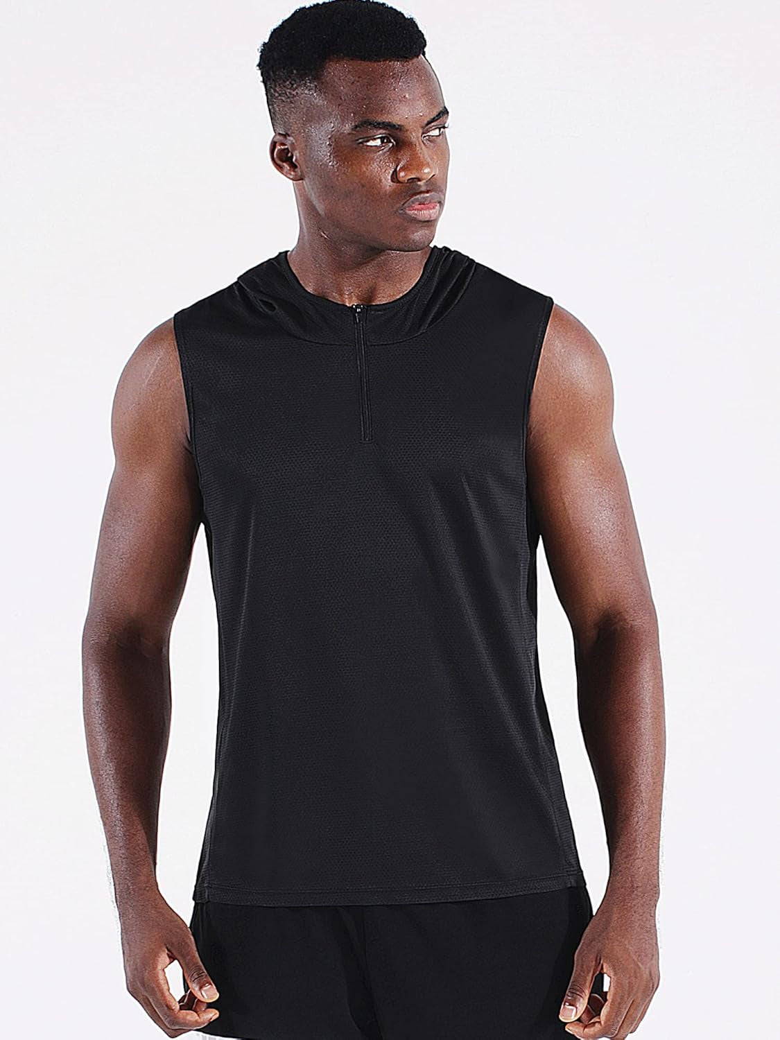 Men's Running Tank Tops 3 Pack Sleeveless Workout Athletic Shirts with Hoods