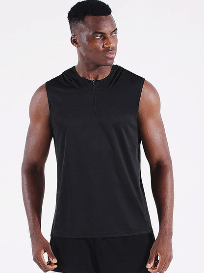 Men's Running Tank Tops 3 Pack Sleeveless Workout Athletic Shirts with Hoods