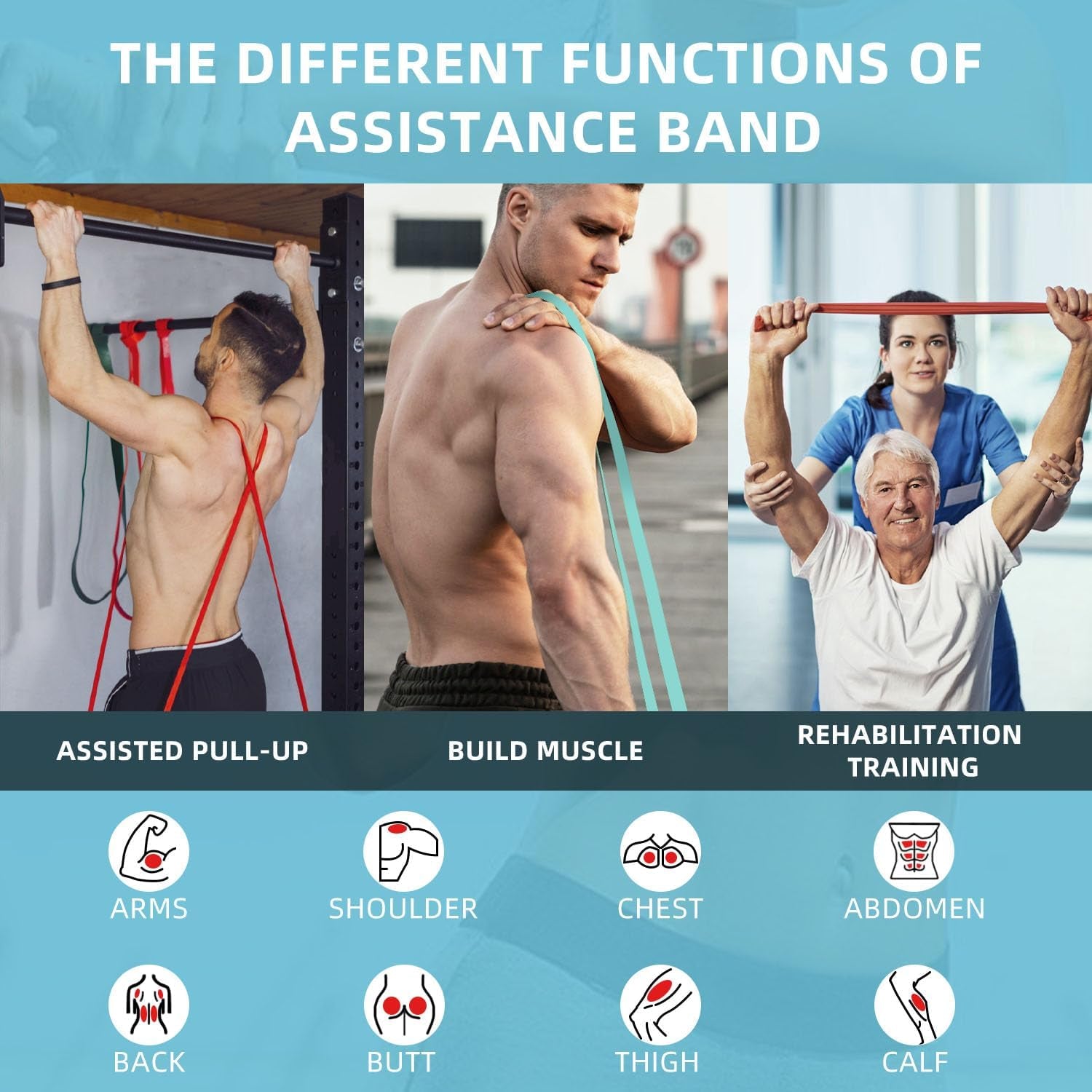 Resistance Bands, Pull up Bands, Pull up Assist Band Exercise Bands for Men & Women Work Outs, Body Stretching, Physical Therapy, Muscle Training