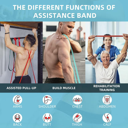 Resistance Bands, Pull up Bands, Pull up Assist Band Exercise Bands for Men & Women Work Outs, Body Stretching, Physical Therapy, Muscle Training