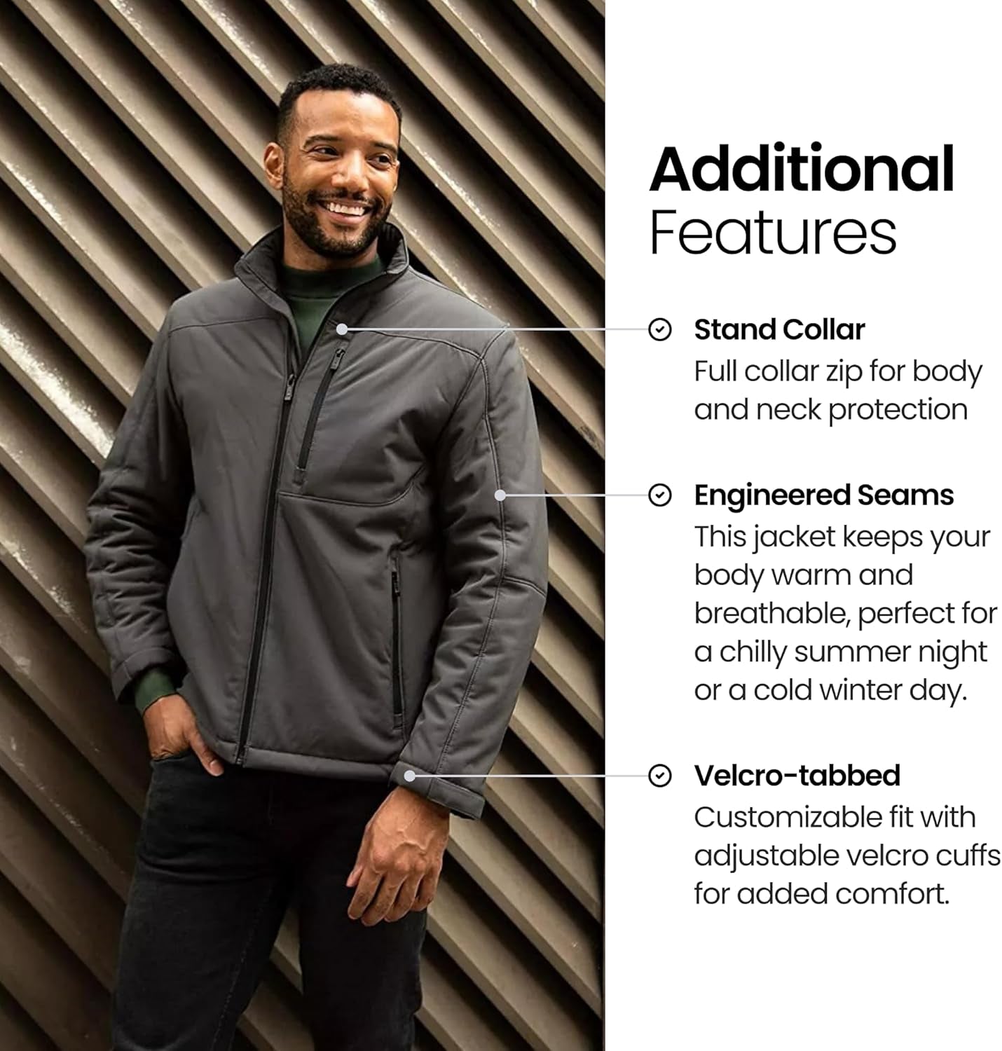 Men's Softshell Jacket – Wind & Water Resistant – Breathable, Lightweight Outdoor Coat
