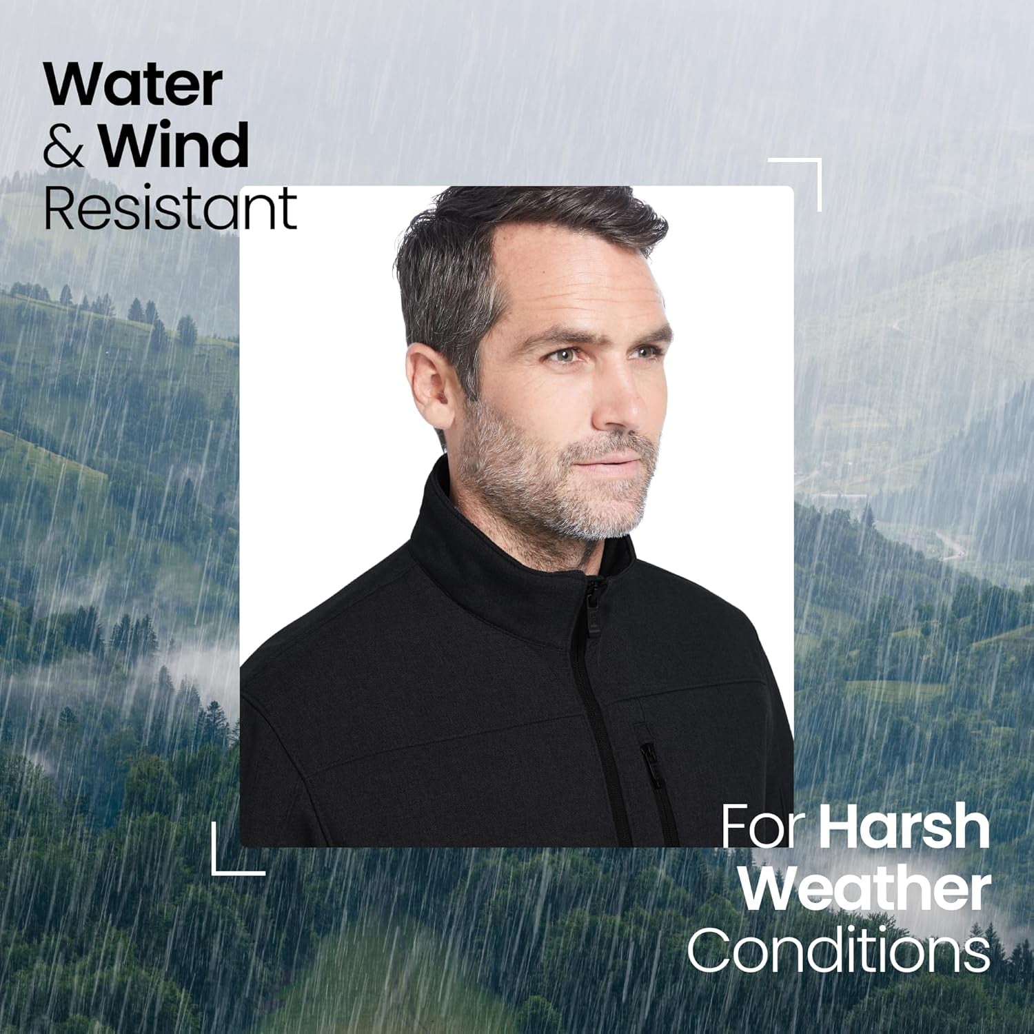 Men's Softshell Jacket – Wind & Water Resistant – Breathable, Lightweight Outdoor Coat
