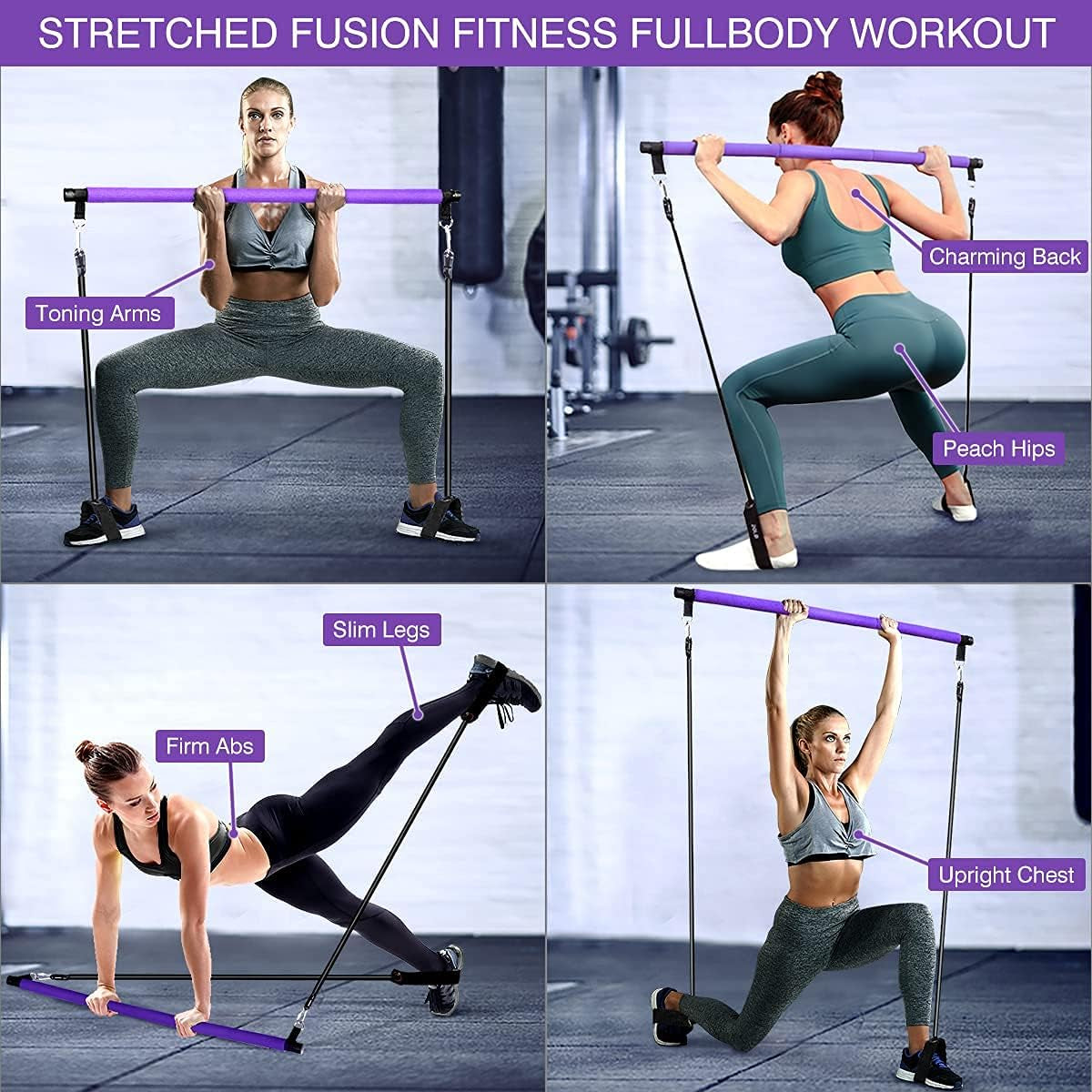 Portable Pilates Exercise Bar Kit with Adjustable 20 and 30lb Resistance Bands WITH Travel Bag for Use at Home, Gym, Office, Travel & More!
