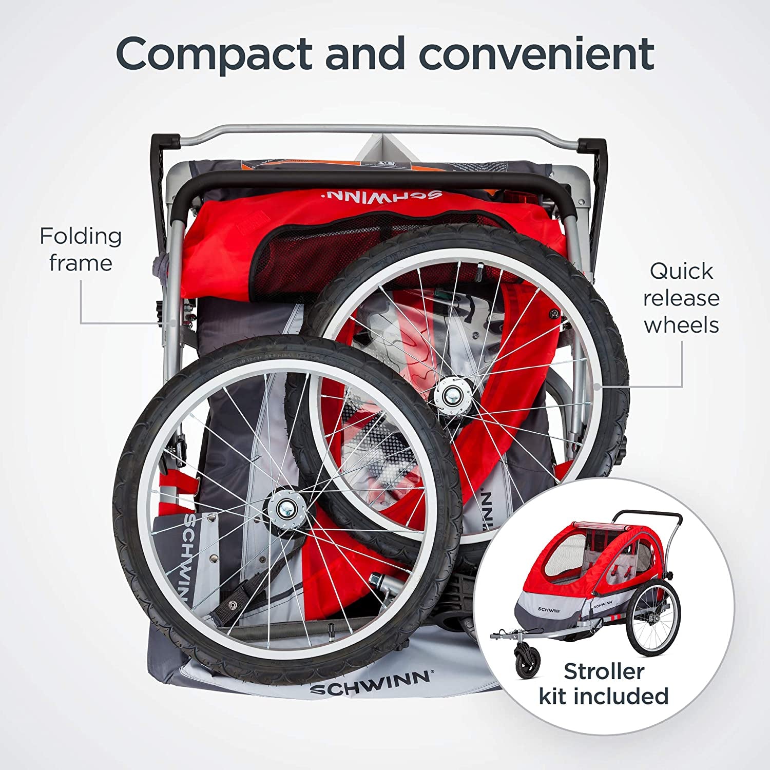 Trailblazer Plus, Trailblazer, Joyrider or Echo Kids Bike Trailer, Single or Double Seat, Universal Coupler, Folding Frame, Quick-Release Wheels, Canopy,  Bike Trailer for Kids