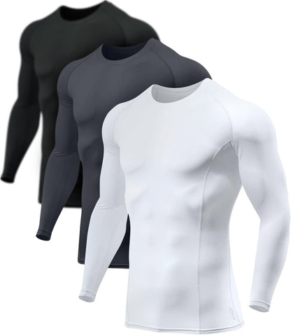 Men's UPF 50+ Long Sleeve Compression Shirts, Water Sports Rash Guard Base Layer, Athletic Workout Shirt