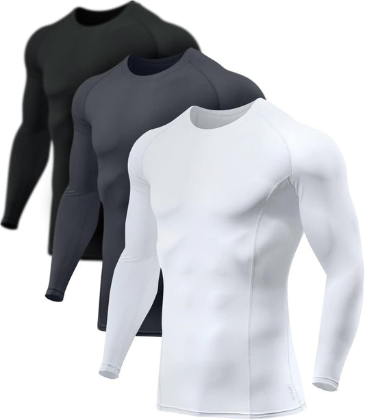 Men's UPF 50+ Long Sleeve Compression Shirts, Water Sports Rash Guard Base Layer, Athletic Workout Shirt