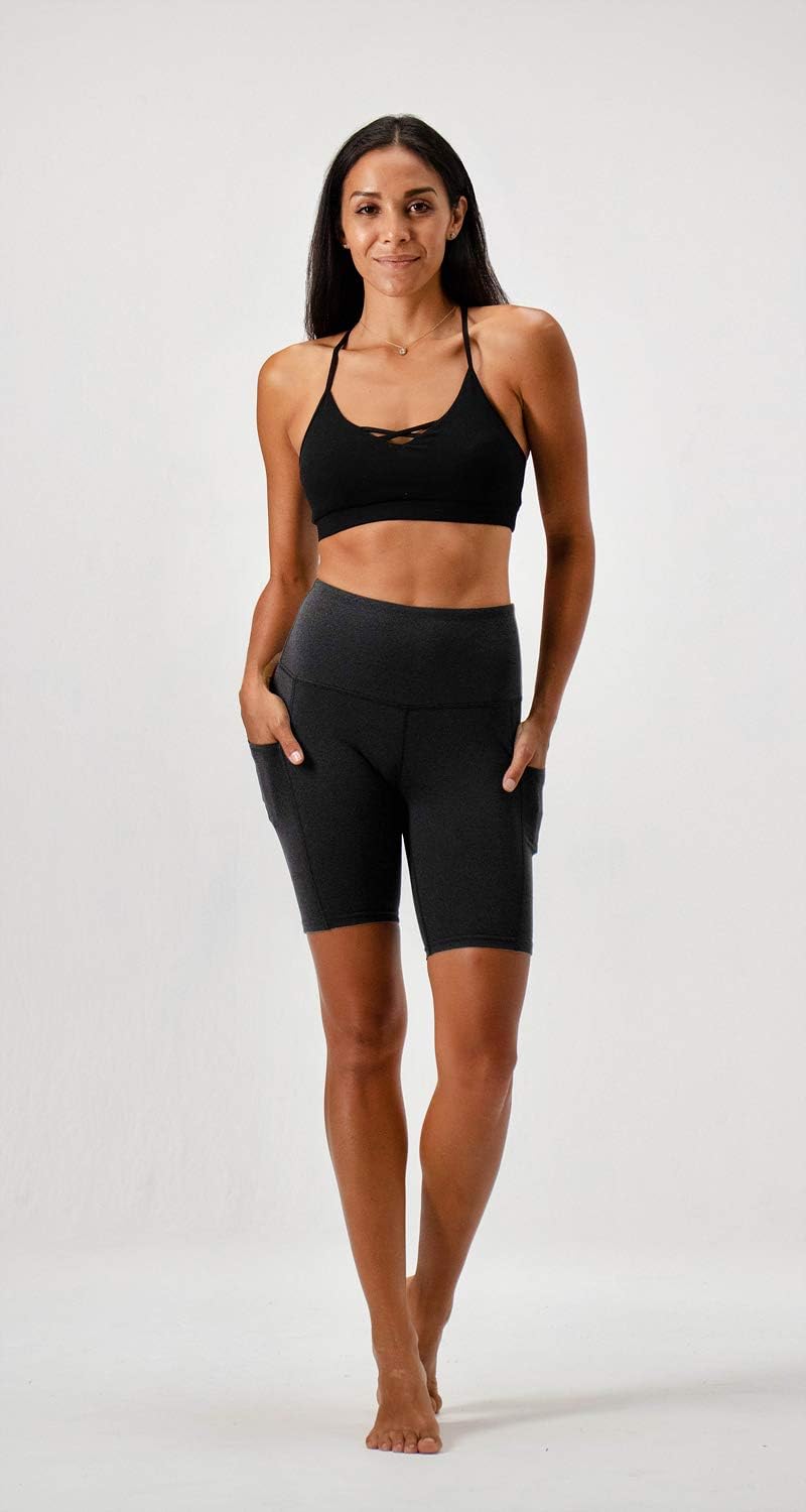 Women's 2-Pack High Waist Workout Yoga Running Exercise Shorts with Side Pockets
