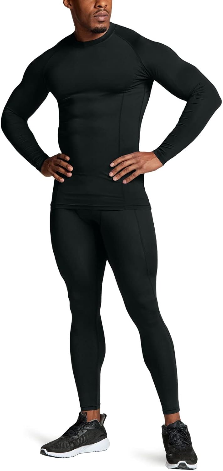 Men's UPF 50+ Long Sleeve Compression Shirts, Water Sports Rash Guard Base Layer, Athletic Workout Shirt