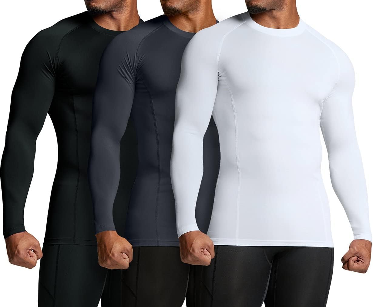 Men's UPF 50+ Long Sleeve Compression Shirts, Water Sports Rash Guard Base Layer, Athletic Workout Shirt