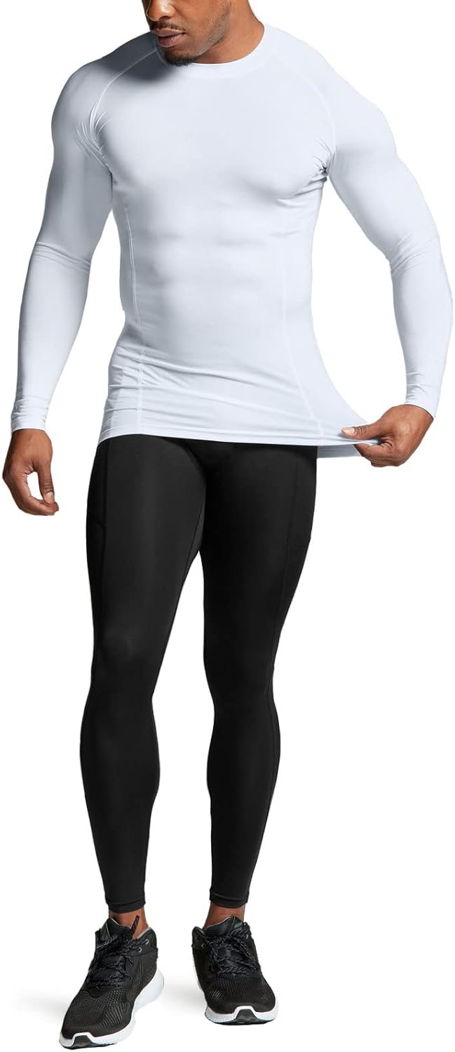Men's UPF 50+ Long Sleeve Compression Shirts, Water Sports Rash Guard Base Layer, Athletic Workout Shirt