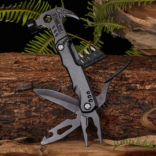 Multifunctional Pliers Stainless Steel Claw Hammer Tool with Nylon Sheath for Outdoor Survival Camping Hunting Hiking Multitool