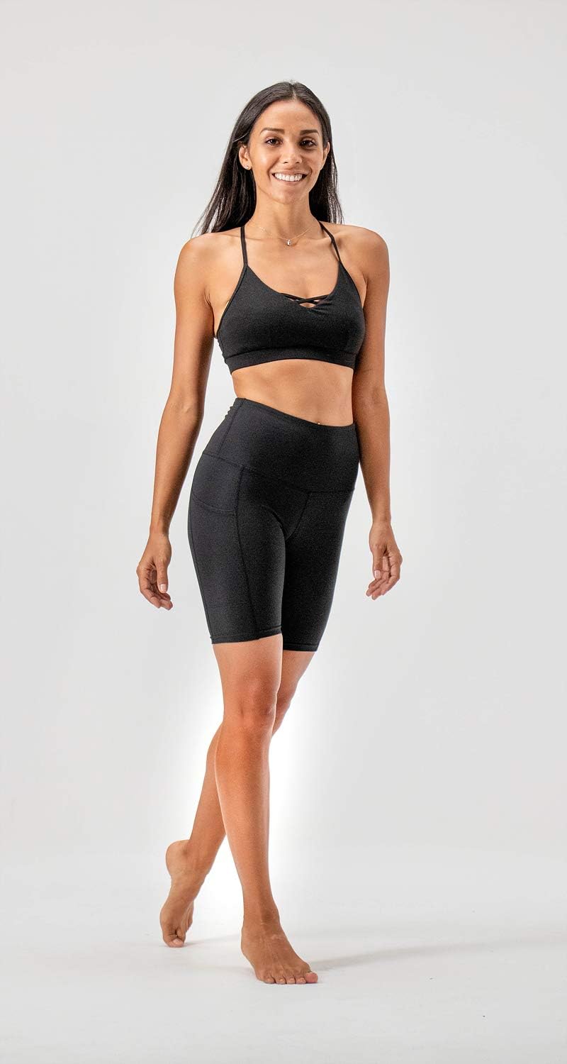 Women's 2-Pack High Waist Workout Yoga Running Exercise Shorts with Side Pockets