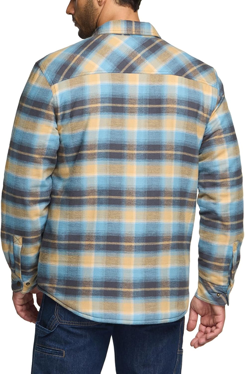 Men's Plaid Flannel Shirt Jacket, Long Sleeve Soft Warm Sherpa/Quilted Lined Jacket, Outdoor Button Up/Zip-Front Jacket