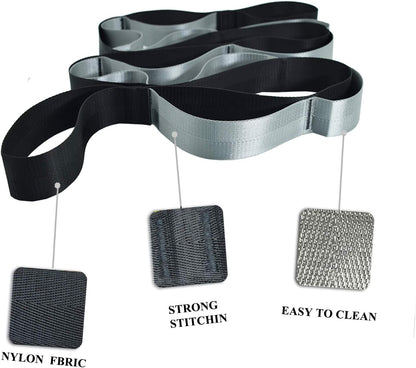 Yoga Straps Stretching Strap with 12 Loops Workout Poster, Straps for Stretching Physical Therapy Equipment Long Stretch Out Bands for Exercise, Pilates and Gymnastics for Women/Men