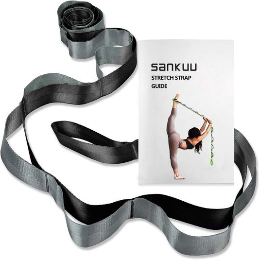 Yoga Straps Stretching Strap with 12 Loops Workout Poster, Straps for Stretching Physical Therapy Equipment Long Stretch Out Bands for Exercise, Pilates and Gymnastics for Women/Men
