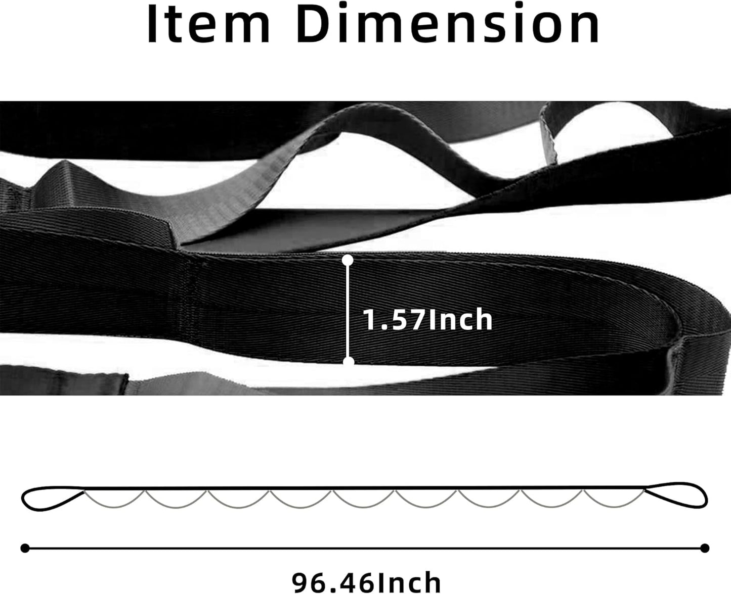Yoga Straps Stretching Strap with 12 Loops Workout Poster, Straps for Stretching Physical Therapy Equipment Long Stretch Out Bands for Exercise, Pilates and Gymnastics for Women/Men