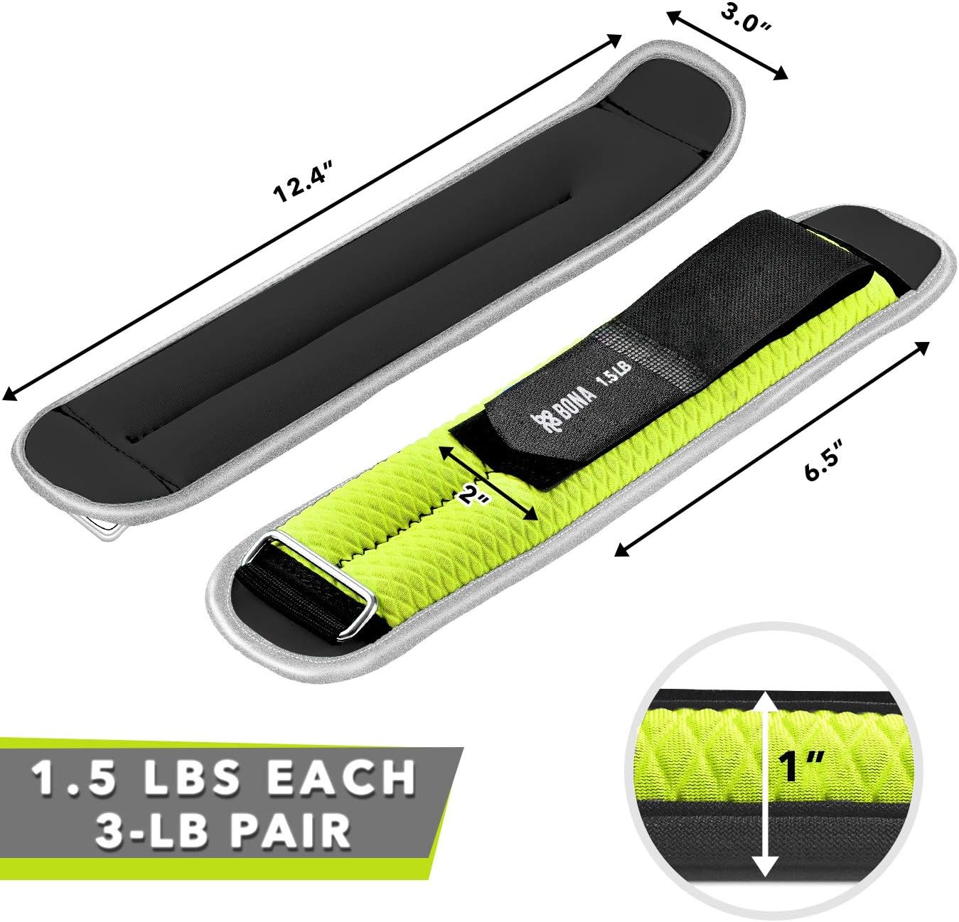 Fitness Adjustable Ankle Weights with Reflective Trim/2-5Lbs (1 Pair) Durable Ankle Wrist Weights Set for Women/Men with Strap/Best for Walking, Jogging, Gymnastics Arm Leg Weights