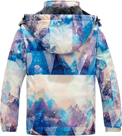 Women's Mountain Waterproof Ski Jacket Windproof Rain Jacket Winter Warm Hooded Coat