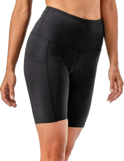 Women's 2-Pack High Waist Workout Yoga Running Exercise Shorts with Side Pockets