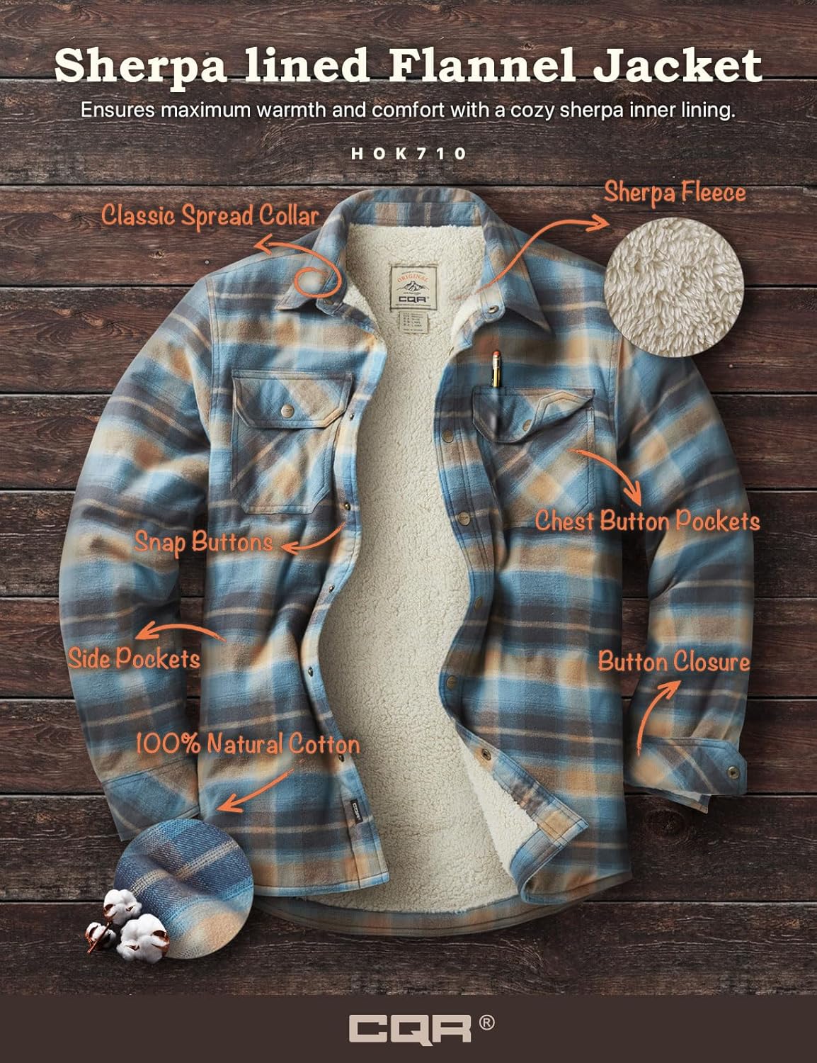 Men's Plaid Flannel Shirt Jacket, Long Sleeve Soft Warm Sherpa/Quilted Lined Jacket, Outdoor Button Up/Zip-Front Jacket