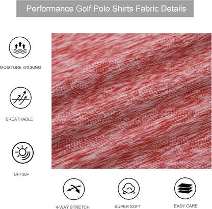 Men's Golf Shirt Moisture Wicking Quick-Dry Short Sleeve Casual Polo Shirt for Men