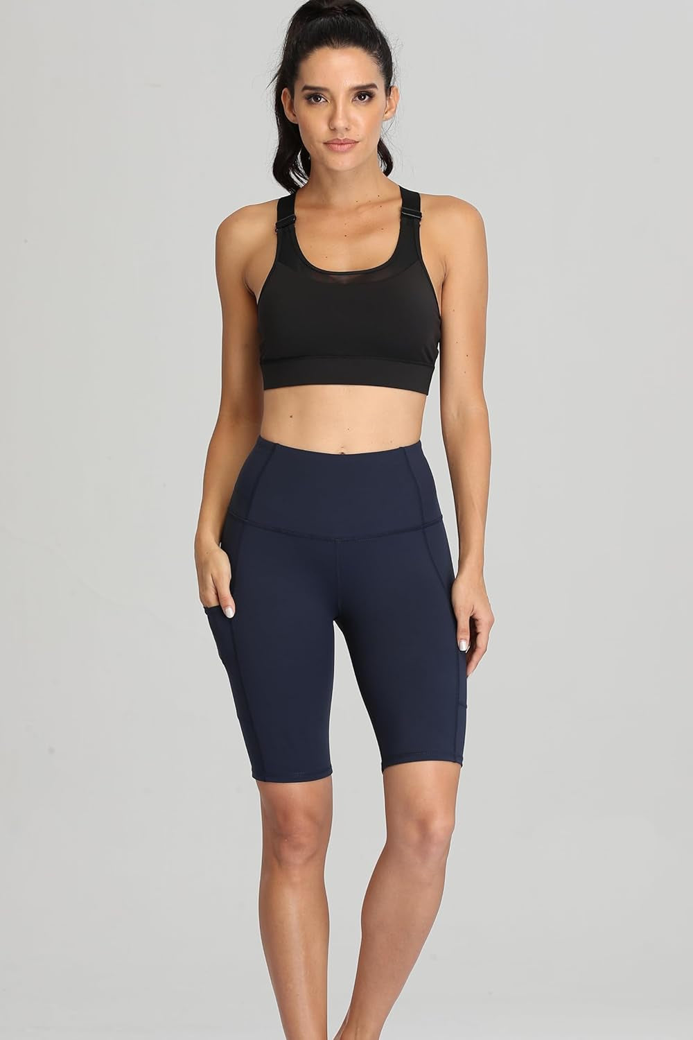 Women's Short Yoga High Waist Workout Shorts (Side Pockets)
