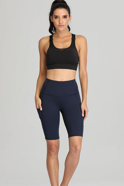 Women's Short Yoga High Waist Workout Shorts (Side Pockets)