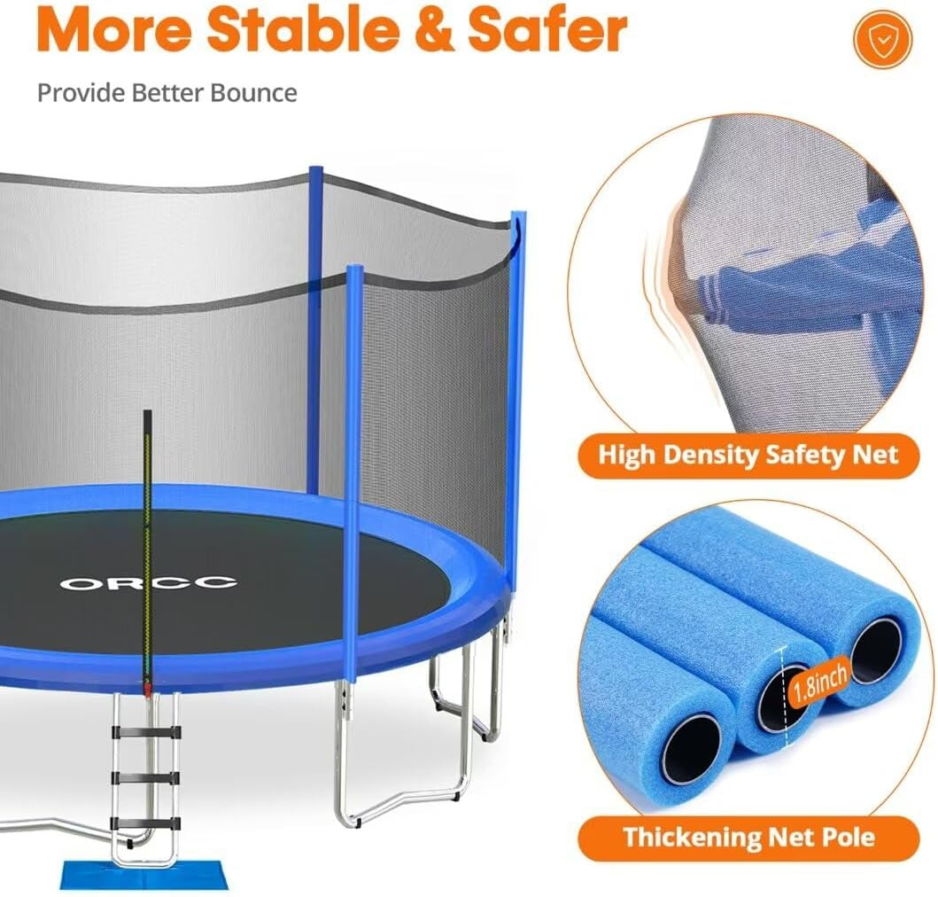 1200lb Weight Capacity Trampoline for Kids 16, 15, 14, 12, 10, & 8 FT with Safety Enclosure Net Children Outdoor Yard Trampoline