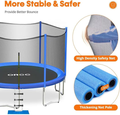 1200lb Weight Capacity Trampoline for Kids 16, 15, 14, 12, 10, & 8 FT with Safety Enclosure Net Children Outdoor Yard Trampoline