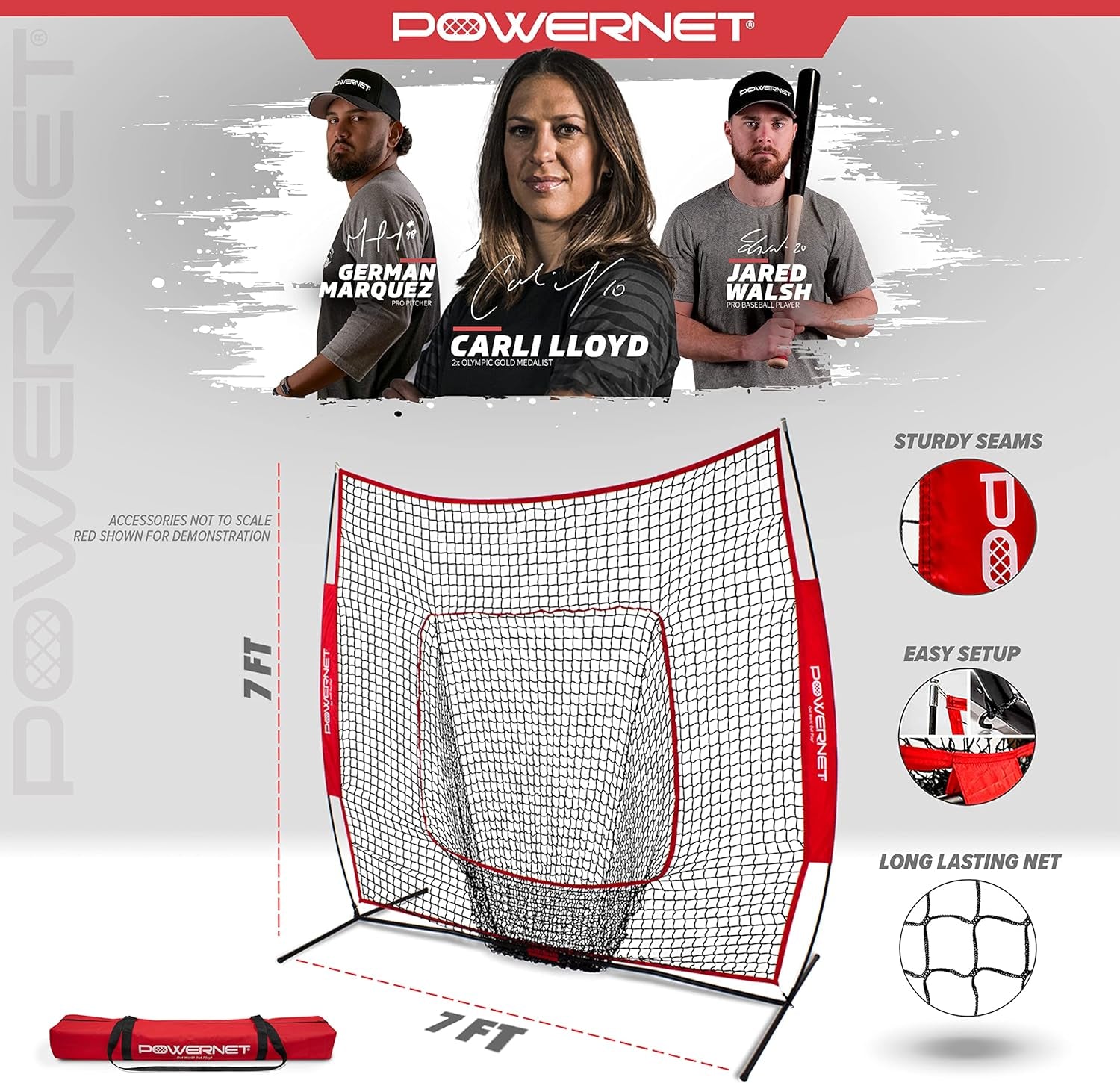 Baseball Softball Practice Net 7X7 with Baseball Accessories for Practice Pitching, Batting & Fielding, Ball Caddy, Weighted Baseballs, Tee