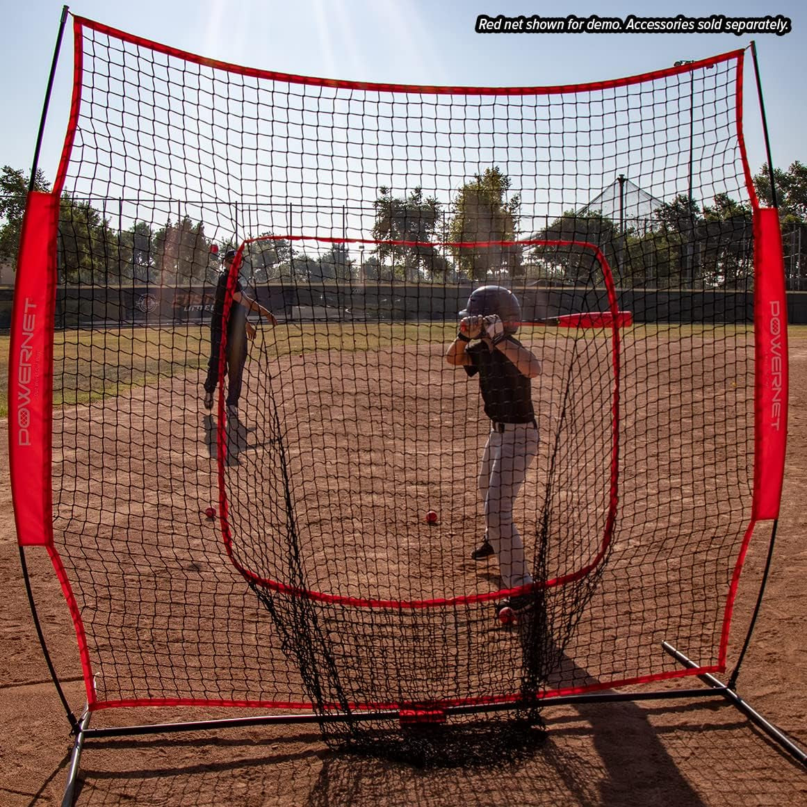 Baseball Softball Practice Net 7X7 with Baseball Accessories for Practice Pitching, Batting & Fielding, Ball Caddy, Weighted Baseballs, Tee