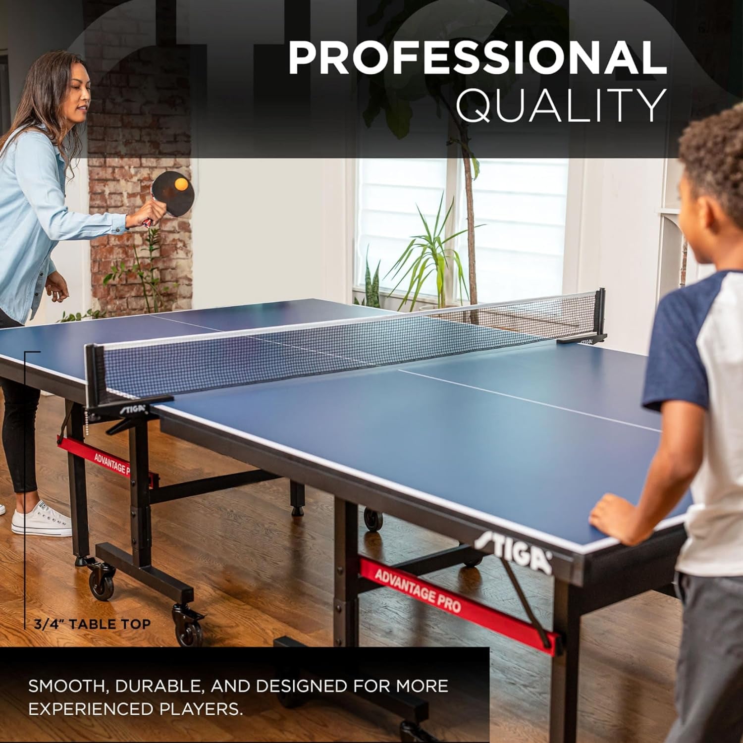 Advantage Series Ping Pong Table - 13, 15, 19, and 25mm Tabletops - Quickplay 10 Minute Assembly - Playback Mode - Recreational to Tournament Level