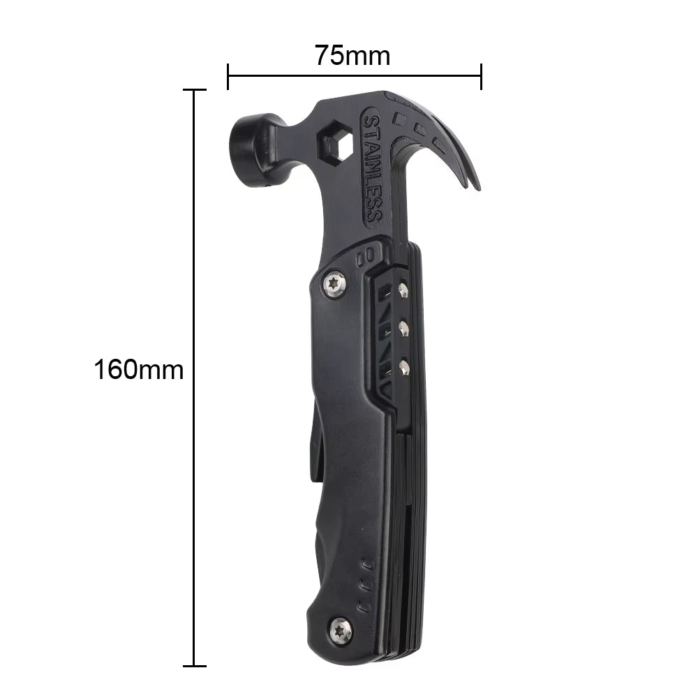 Multifunctional Pliers Stainless Steel Claw Hammer Tool with Nylon Sheath for Outdoor Survival Camping Hunting Hiking Multitool