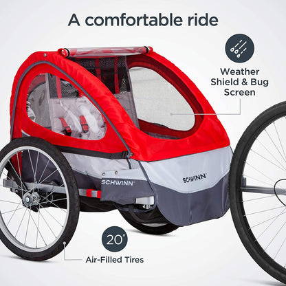 Trailblazer Plus, Trailblazer, Joyrider or Echo Kids Bike Trailer, Single or Double Seat, Universal Coupler, Folding Frame, Quick-Release Wheels, Canopy,  Bike Trailer for Kids