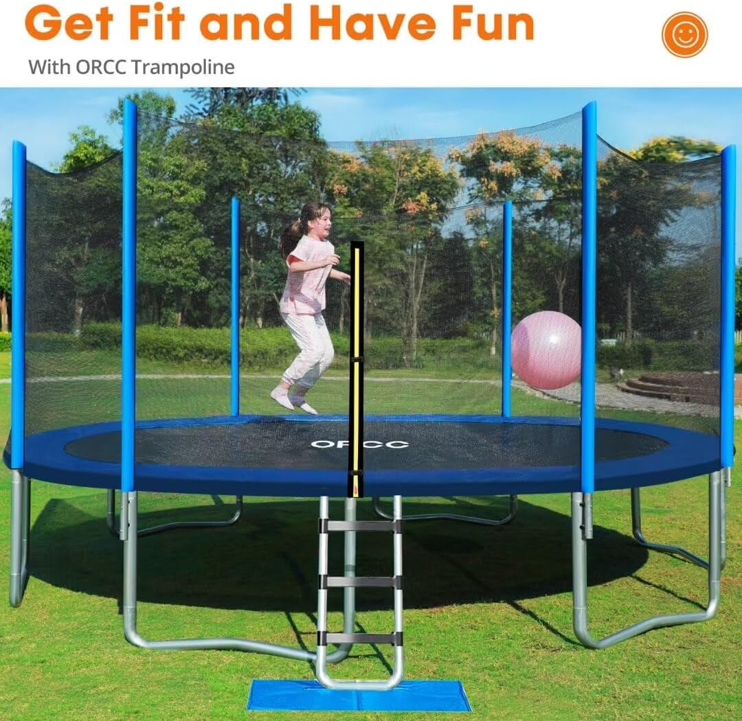 1200lb Weight Capacity Trampoline for Kids 16, 15, 14, 12, 10, & 8 FT with Safety Enclosure Net Children Outdoor Yard Trampoline