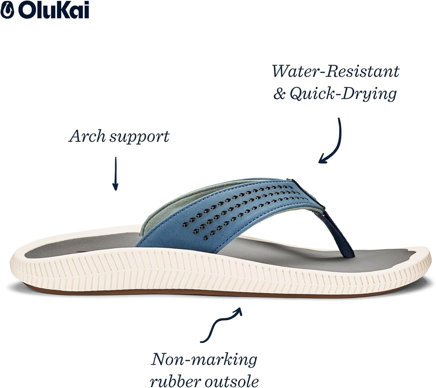Ulele Men's Beach Sandals, Water Resistant Flip Flops, Arch Support & Comfort Fit, Lightweight & Durable, Enhanced Grip & Traction